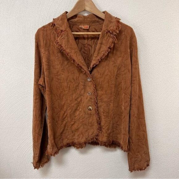 VTG Tianello Penelope Fitted Light Brown (Terracotta) Deconstructed Jacket Sz L - Picture 1 of 6